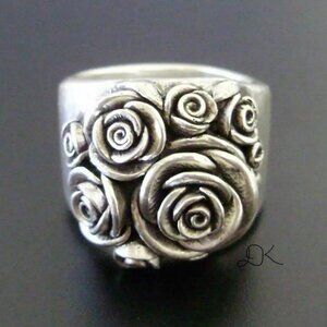 925 flower bridal wedding ring
